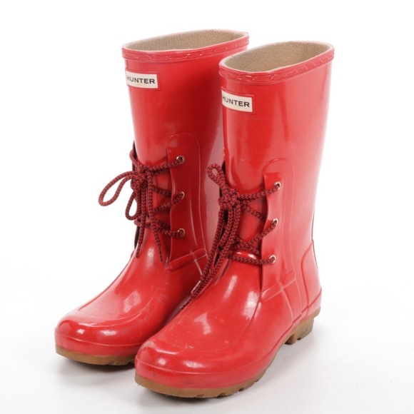 Hunter Mid Calf Lace Up Rain Boots Shoes - Picture 1 of 6